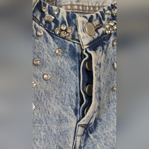 BLANK NYC Glam Paparazzi Embellished Jeans, Wide Leg, Button Fly, NWT! W24 - Picture 3 of 8
